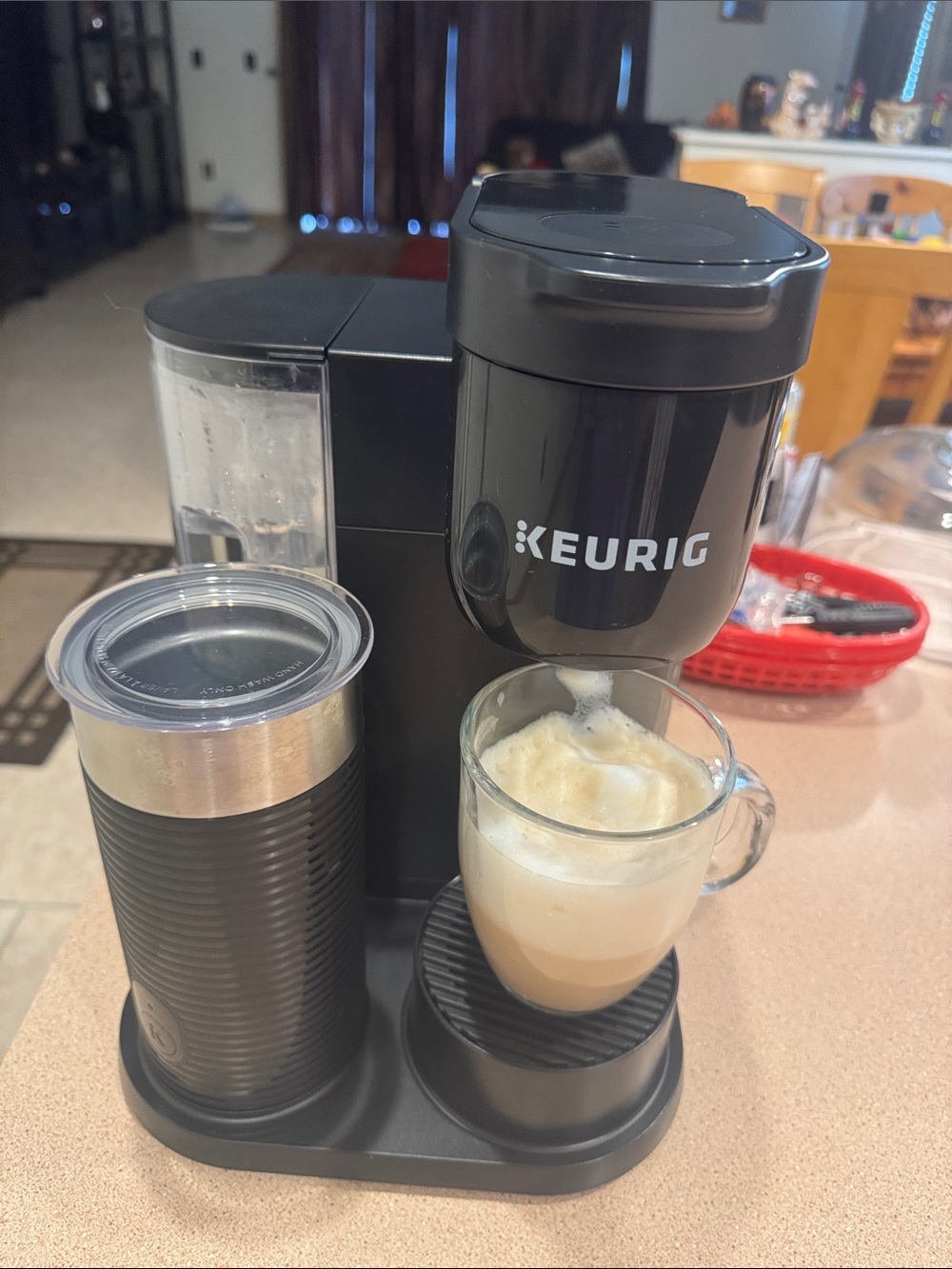 Keurig Black Single-Serve Coffee Machine with Milk Frother